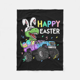 Kids Boys Happy Easter T-rex Bunny Monster Truck R Fleece Blanket