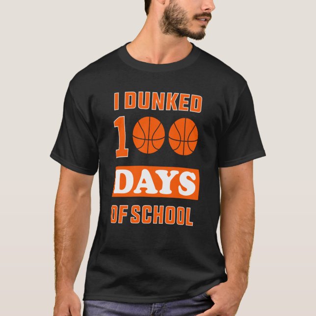 Kids Boys I Dunked 100 Days of School Basketball T-Shirt (Front)