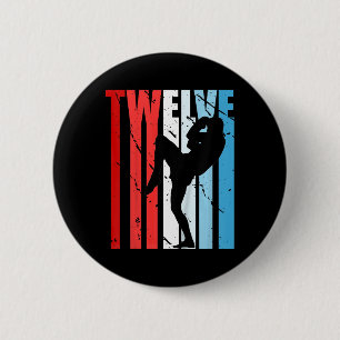 Kids Boys Kickboxing 12th Birthday Kickboxer Cool 6 Cm Round Badge