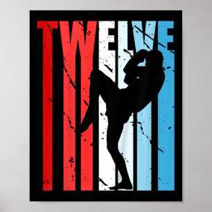 Kids Boys Kickboxing 12th Birthday Kickboxer Cool Poster