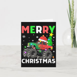 Kids Boys Merry Christmas Monster Truck Santa Hat  Card