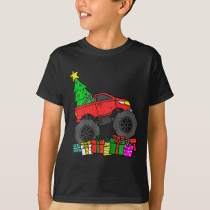 Kids Boys Monster Truck Christmas Tree Toddler T-Shirt