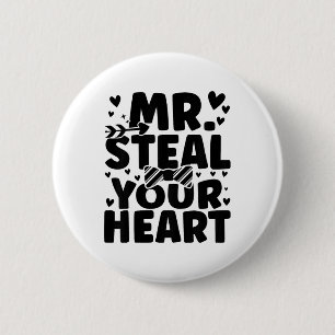 Kids Boys Valentine Shirt Mr Steal Your Heart For  6 Cm Round Badge