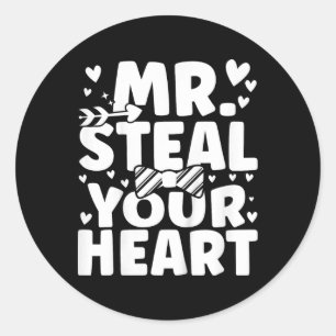 Kids Boys Valentine Shirt Mr Steal Your Heart For Classic Round Sticker