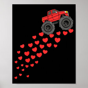 Kids Boys Valentines Day Monster Truck Hearts Todd Poster