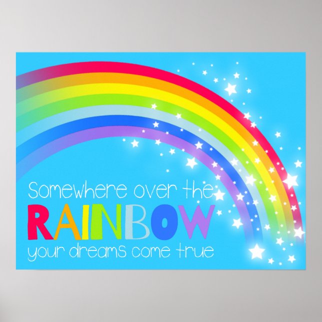 Kids bright rainbow dreams blue sky poster (Front)
