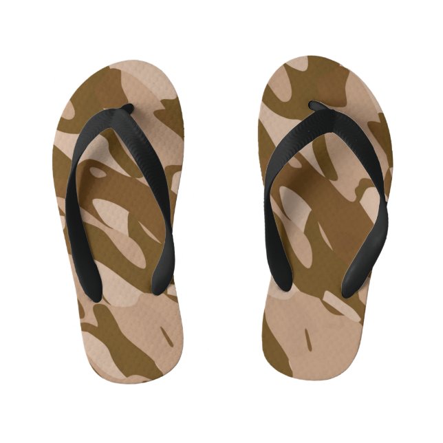 Kids Brown Camouflage Flip Flops (Footbed)
