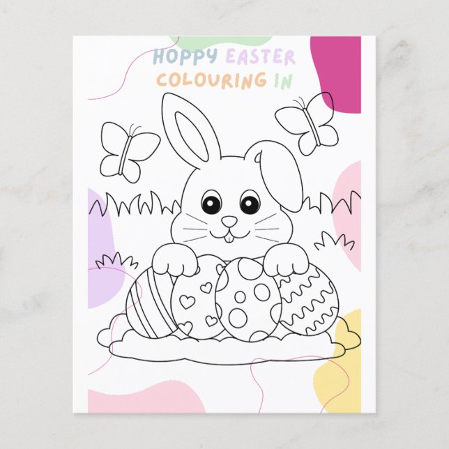 Kids Budget Easter Bunny Coloring In Activity (Front)