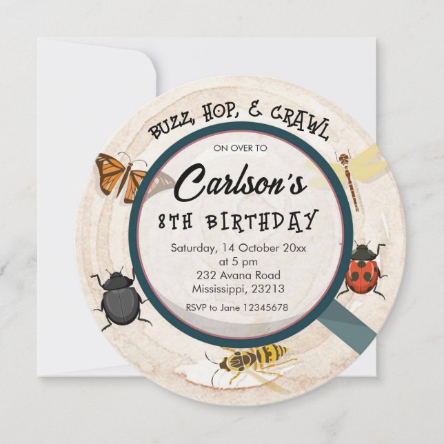 Kid's Bug Boy Birthday Invitation (Front)