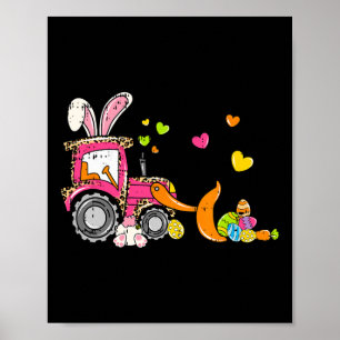 Kids Bulldozer Easter Bunny Eggs Cute Truck Boys T Poster