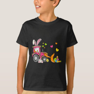 Kids Bulldozer Easter Bunny Eggs Cute Truck Boys T T-Shirt