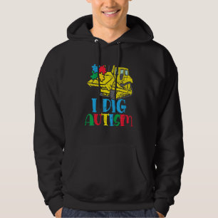 Kids Bulldozer I Dig Autism Awareness Truck Toddle Hoodie