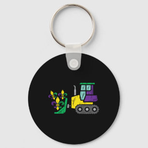 Kids Bulldozer Mardi Gras Cute Toddler Kids Boys Key Ring