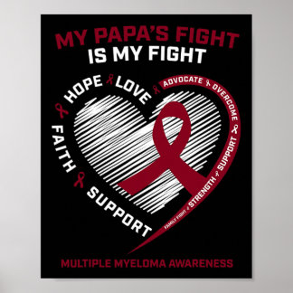 Kids Burgundy Blood Cancer Papa Multiple Myeloma A Poster