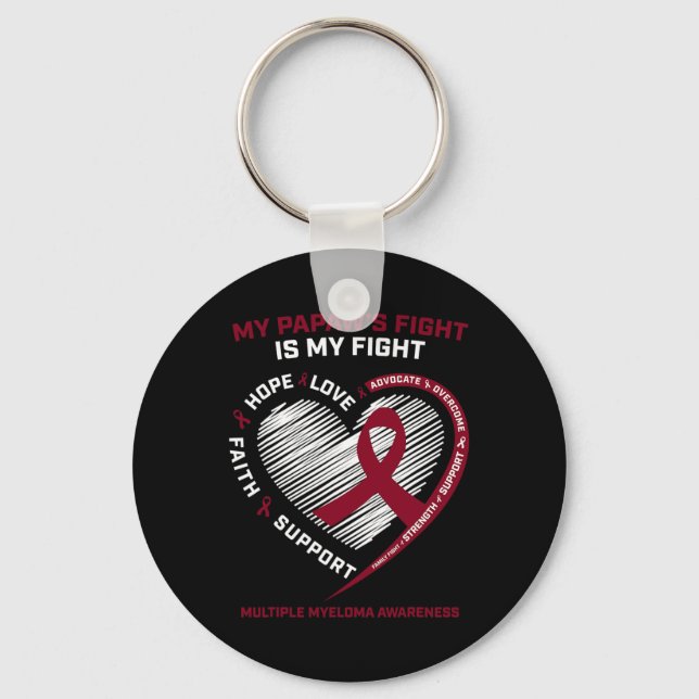 Kids Burgundy Blood Cancer Papaw Multiple Myeloma  Key Ring (Front)