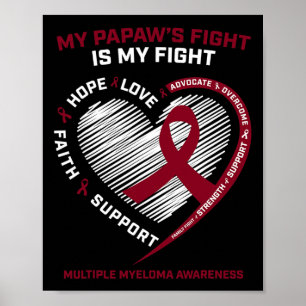 Kids Burgundy Blood Cancer Papaw Multiple Myeloma Poster