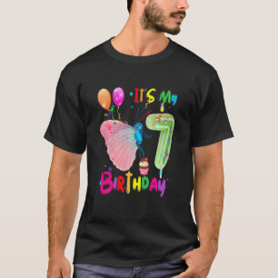 Kids Butterfly Birthday It's My 7th Birthday Girls T-Shirt