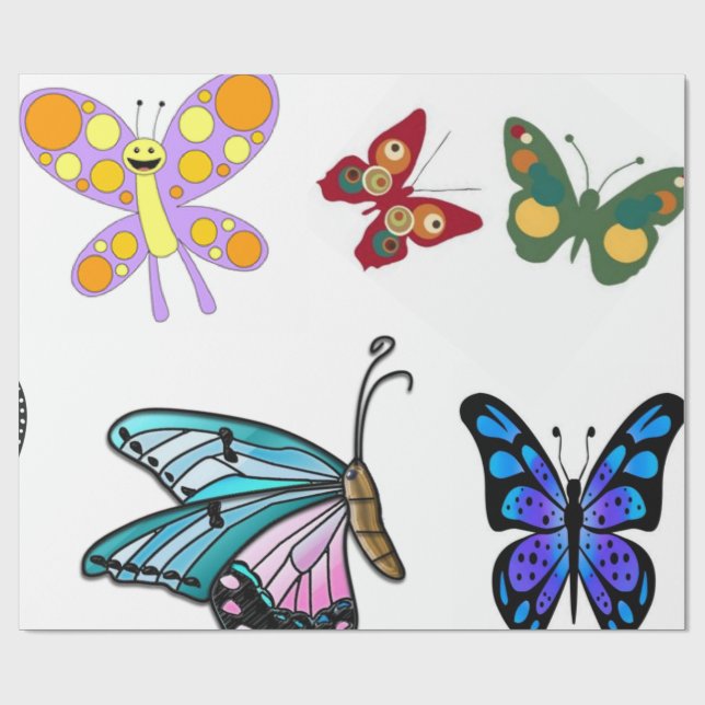 Kids Butterfly wrapping paper (Flat)