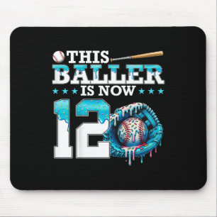 Kids Bysebyll Drip 12th Birthday Party Sport Fan B Mouse Pad