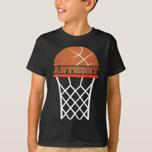 Kids Bysketbyll Anthony Custom Name Gift For Boys  T-Shirt