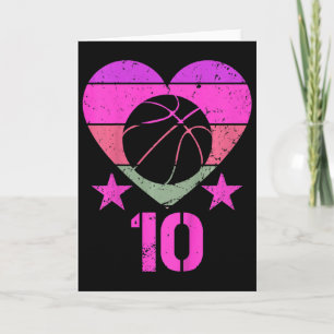 Kids Bysketbyll Birthday 10 Year Old Boy Girl Tent Card