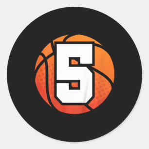 Kids Bysketbyll Birthday 5 Number Five Year Old Bo Classic Round Sticker