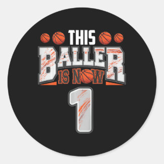 Kids Bysketbyll Player 1 Years Old Boy Bysketbyll  Classic Round Sticker