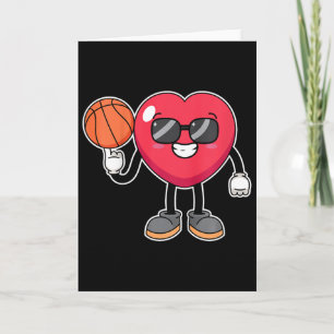 Kids Bysketbyll Player Heart Valentines Day Cute S Card