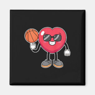 Kids Bysketbyll Player Heart Valentines Day Cute S Magnet