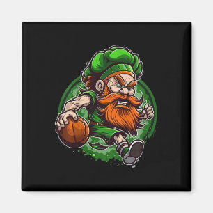 Kids Bysketbyll St Patricks Day Leprechaun Magnet