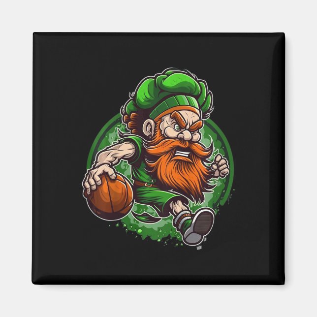 Kids Bysketbyll St Patricks Day Leprechaun  Magnet (Front)