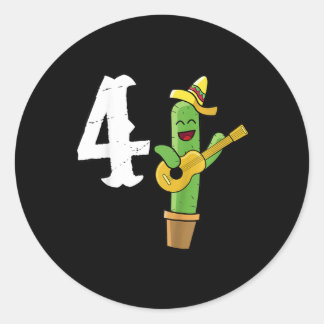 Kids Cactus Lover Mexican 4th Birthday Gift Cinco  Classic Round Sticker