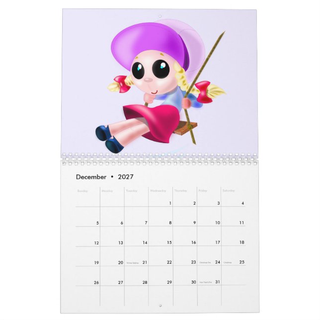 Kids Calendar with Fun Illustrations (Dec 2027)