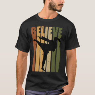Kids Camouflage Retro Karate Motivating Believe Pr T-Shirt
