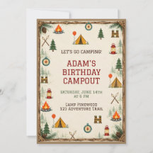 Kids Camping Birthday Invitation