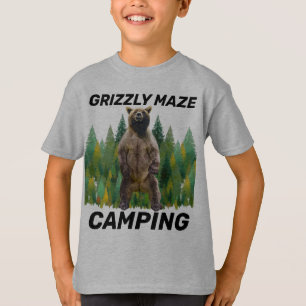 KIDS CAMPING GRIZZLY MAZE BEAR T-SHIRTS