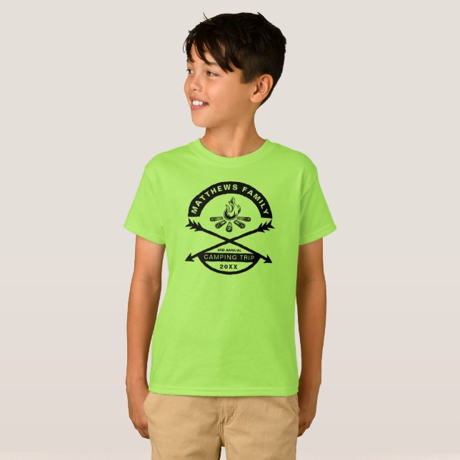 Kids' Camping Trip Reunion Shirt | Black Design (Front Full)