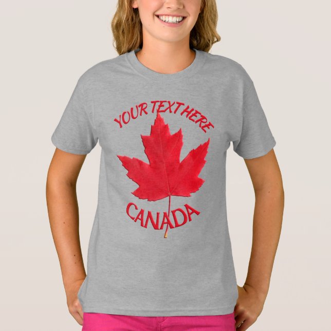 Kid's Canada T-shirt Custom Name Maple Leaf Shirt (Front)