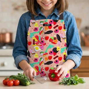 Kids Candy Hearts Sweets Pattern Baking Craft Apron