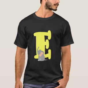 Kids Capital Letter E Alphabet Elephant Cute Kids T-Shirt