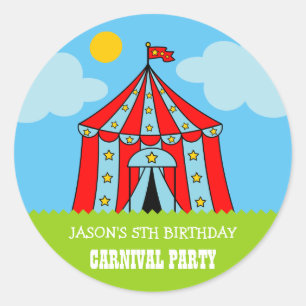 Kids carnaval circus Birthday party favour sticker