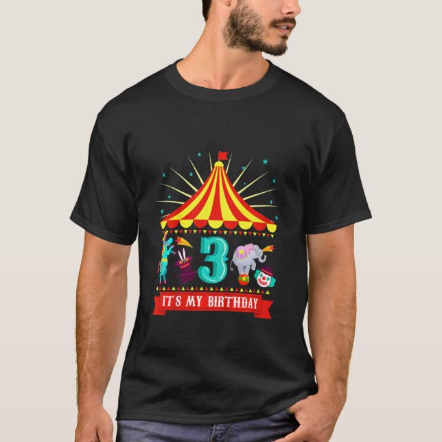 Kids Carousel Circus 3rd Birthday Carnival 3 Years T-Shirt (Front)