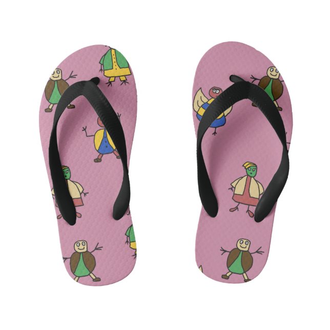 Kids Cartoon Fun Family Girl on any Colour Kid's Jandals (Footbed)