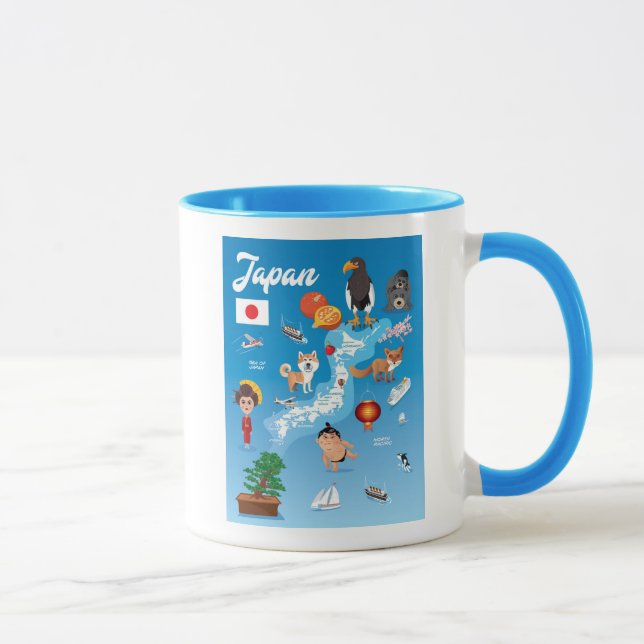 Kids Cartoon Map of Japan Mug (Right)