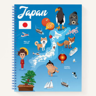 Kids Cartoon Map of Japan Notebook