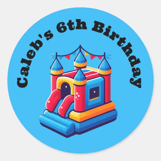 Kids Castle Party Bounce House Birthday Jump Party Classic Round Sticker (Front)