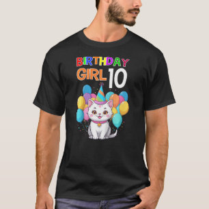 Kids Cat Birthday 10 Birthday Party Girls 10th Bir T-Shirt