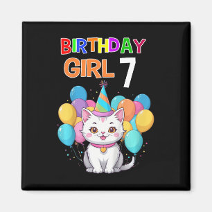 Kids Cat Birthday 7 Birthday Party Girls 7th Birth Magnet