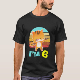 Kids Cat Birthday Boy Girl 6Th Birthday Age 6 Year T-Shirt