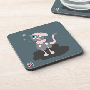 Kids Cat Illustration Cute Cartoon Kitty Coaster
